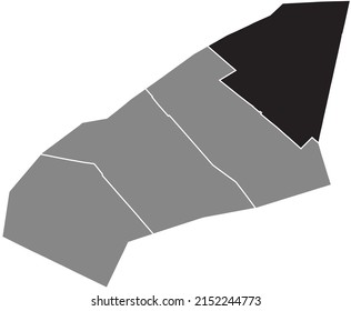 Black flat blank highlighted location map of the ÉPINETTES QUARTER inside gray administrative map of the 17th arrondissement (des Batignolles-Monceau), Paris, France