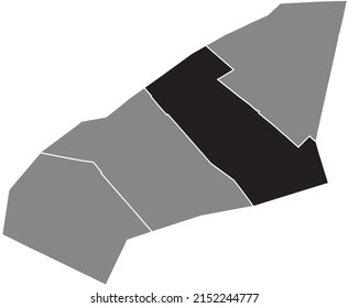 Black flat blank highlighted location map of the BATIGNOLLES QUARTER inside gray administrative map of the 17th arrondissement (des Batignolles-Monceau), Paris, France