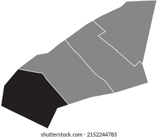 Black flat blank highlighted location map of the LES TERNES QUARTER inside gray administrative map of the 17th arrondissement (des Batignolles-Monceau), Paris, France