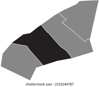 Black flat blank highlighted location map of the PLAINE MONCEAU QUARTER inside gray administrative map of the 17th arrondissement (des Batignolles-Monceau), Paris, France