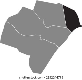 Black flat blank highlighted location map of the CHAILLOT QUARTER inside gray administrative map of the 16th arrondissement (de Passy), Paris, France