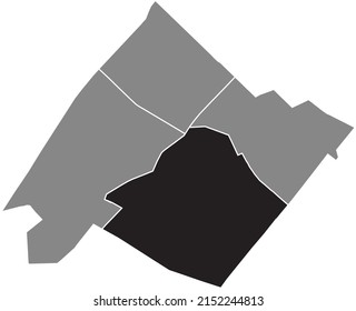 Black flat blank highlighted location map of the SAINT-LAMBERT QUARTER inside gray administrative map of the 15th arrondissement (de Vaugirard), Paris, France