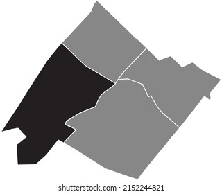 Black flat blank highlighted location map of the JAVEL QUARTER inside gray administrative map of the 15th arrondissement (de Vaugirard), Paris, France