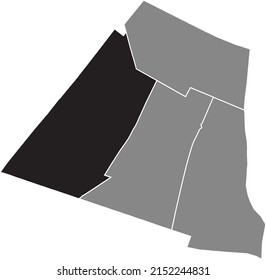 Black flat blank highlighted location map of the PLAISANCE QUARTER inside gray administrative map of the 14th arrondissement (de l'Observatoire), Paris, France