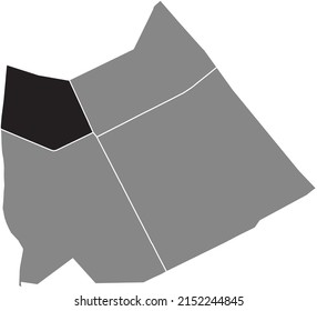 Black flat blank highlighted location map of the CROULEBARBE QUARTER inside gray administrative map of the 13th arrondissement (des Gobelins), Paris, France