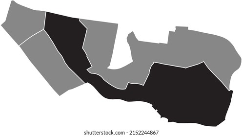 Black flat blank highlighted location map of the PICPUS QUARTER inside gray administrative map of the 12th arrondissement (de Reuilly), Paris, France