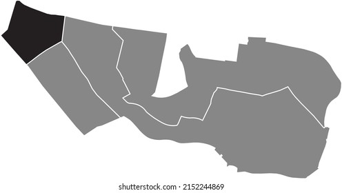 Black flat blank highlighted location map of the QUINZE-VINGTS QUARTER inside gray administrative map of the 12th arrondissement (de Reuilly), Paris, France