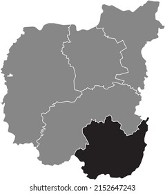 Schwarz flache, markierte Orte Karte des PRYLUKY RAION in grauem Gebiet Karte des ukrainischen Verwaltungsgebiets Tschernihiv Oblast, Ukraine