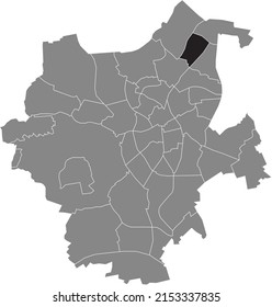 Mapa de localización resaltado en blanco y negro del DISTRITO NEUWERK-MITTE dentro del mapa administrativo gris de Mönchengladbach, Alemania