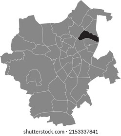 Schwarze, flache, markierte Standortkarte des LÜRRIP DISTRICT in grauem Stadtplan von Mönchengladbach, Deutschland