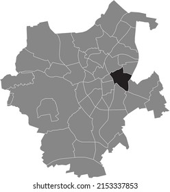 Schwarze, flache, markierte Standortkarte des BONNENBROICH-GENEICKEN DISTRICT in grauem Stadtplan Mönchengladbach, Deutschland