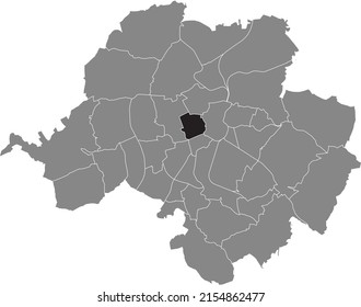 Black flat blank highlighted location map of the KAßBERG DISTRICT inside gray administrative map of Chemnitz, Germany