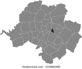 Black flat blank highlighted location map of the LUTHERVIERTEL DISTRICT inside gray administrative map of Chemnitz, Germany