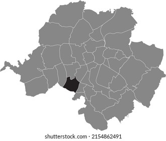 Schwarze, flach gezeichnete Orte-Karte des STELZENDORF DISTRICT in grauem Stadtplan von Chemnitz, Deutschland