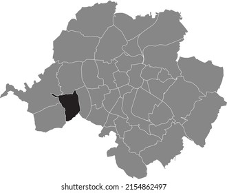 Schwarz-flaches, markiertes Ortungsbild des REICHENBRAND DISTRICT in grauem Stadtplan von Chemnitz, Deutschland