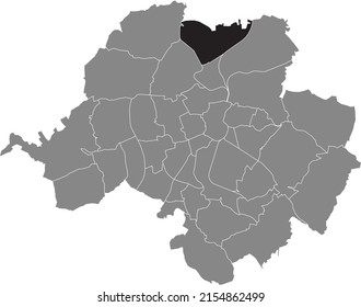 Black flat blank highlighted location map of the GLÖSA-DRAISDORF DISTRICT inside gray administrative map of Chemnitz, Germany