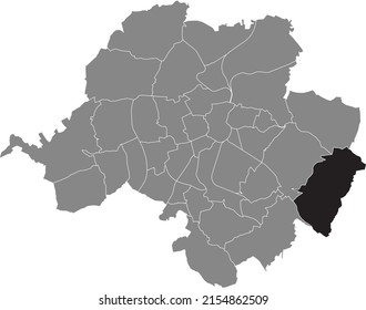 Mapa de ubicación resaltado en blanco y negro del DISTRITO KLEINOLBERSDORF-ALTENHAIN dentro del mapa administrativo gris de Chemnitz, Alemania