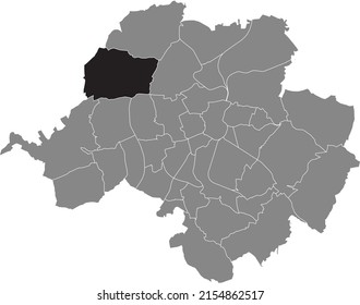 Black flat blank highlighted location map of the RÖHRSDORF DISTRICT inside gray administrative map of Chemnitz, Germany