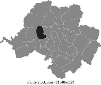 Black flat blank highlighted location map of the ROTTLUFF DISTRICT inside gray administrative map of Chemnitz, Germany