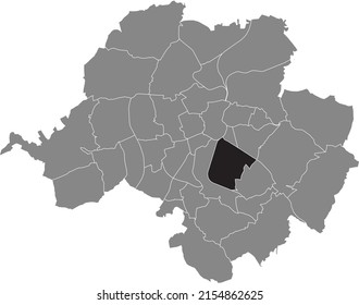 Black flat blank highlighted location map of the BERNSDORF DISTRICT inside gray administrative map of Chemnitz, Germany