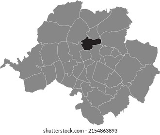 Mapa de localización resaltado en blanco y negro del DISTRITO SCHLOßCHEMNITZ dentro del mapa administrativo gris de Chemnitz, Alemania