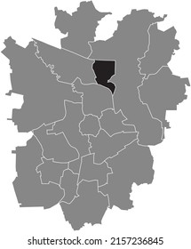 Black flat blank highlighted location map of the 
SCHUNTERAUE DISTRICT inside gray administrative map of Braunschweig, Germany