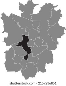 Schwarz-Flachbildschirm-Standortkarte 
WESTLICHES RINGGEBIET DISTRICT in grauer Verwaltungskarte von Braunschweig, Deutschland