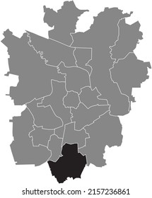 Black flat blank highlighted location map of the 
STÖCKHEIM-LEIFERDE DISTRICT inside gray administrative map of Braunschweig, Germany