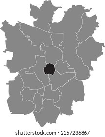 Black flat blank highlighted location map of the 
INNENSTADT DISTRICT inside gray administrative map of Braunschweig, Germany