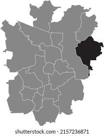 Black flat blank highlighted location map of the 
VOLKMARODE DISTRICT inside gray administrative map of Braunschweig, Germany