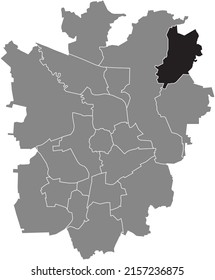 Mapa de ubicación resaltada en blanco plano negro del 
DISTRITO DE HONDELAGE dentro del mapa administrativo gris de Braunschweig, Alemania