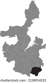 Black flat blank highlighted location map of the RÖNNE DISTRICT inside gray administrative map of Kiel, Germany