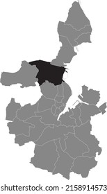 Black flat blank highlighted location map of the WIK DISTRICT inside gray administrative map of Kiel, Germany