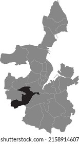 Black flat blank highlighted location map of the HASSEE DISTRICT inside gray administrative map of Kiel, Germany