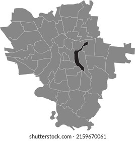 Black flat blank highlighted location map of the GEBIET DER DR DISTRICT inside gray administrative map of Halle (Saale), Germany