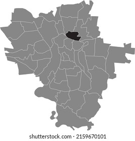 Black flat blank highlighted location map of the LANDRAIN DISTRICT inside gray administrative map of Halle (Saale), Germany