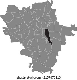 Black flat blank highlighted location map of the FREIIMFELDE KANENAER WEG DISTRICT inside gray administrative map of Halle (Saale), Germany