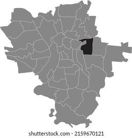 Black flat blank highlighted location map of the DIEMITZ DISTRICT inside gray administrative map of Halle (Saale), Germany