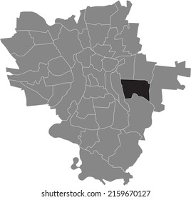 Black flat blank highlighted location map of the BÜSCHDORF DISTRICT inside gray administrative map of Halle (Saale), Germany