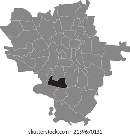 Black flat blank highlighted location map of the SÜDSTADT DISTRICT inside gray administrative map of Halle (Saale), Germany