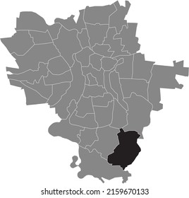 Black flat blank highlighted location map of the RADEWELL OSENDORF DISTRICT inside gray administrative map of Halle (Saale), Germany