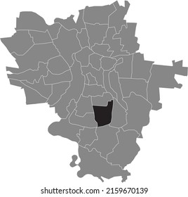 Black flat blank highlighted location map of the DAMASCHKESTRAßE DISTRICT inside gray administrative map of Halle (Saale), Germany