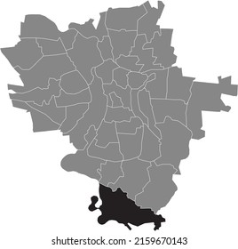 Black flat blank highlighted location map of the PLANENA DISTRICT inside gray administrative map of Halle (Saale), Germany