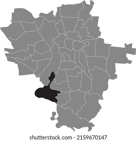 Black flat blank highlighted location map of the BÖLLBERG WÖRMLITZ DISTRICT inside gray administrative map of Halle (Saale), Germany