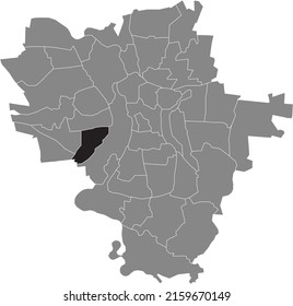 Black flat blank highlighted location map of the SÜDLICHE NEUSTADT DISTRICT inside gray administrative map of Halle (Saale), Germany