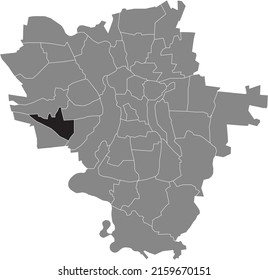 Schwarze, flache, markierte Orte-Karte des WESTLICHEN NEUSTADT DISTRICT in grauem Stadtplan von Halle (Saale), Deutschland