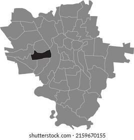 Black flat blank highlighted location map of the NÖRDLICHE NEUSTADT DISTRICT inside gray administrative map of Halle (Saale), Germany