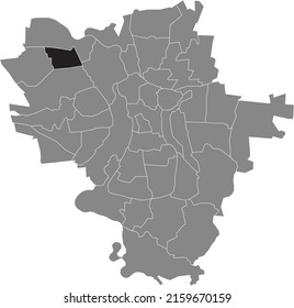 Black flat blank highlighted location map of the HEIDE-NORD BLUMENAU DISTRICT inside gray administrative map of Halle (Saale), Germany