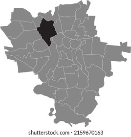 Black flat blank highlighted location map of the KRÖLLWITZ DISTRICT inside gray administrative map of Halle (Saale), Germany