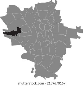 Black flat blank highlighted location map of the NIETLEBEN DISTRICT inside gray administrative map of Halle (Saale), Germany